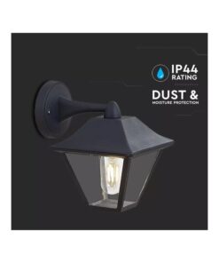 Lampada da Muro a Lanterna Giardino in Vetro Attacco E27 Colore Nero Opaco IP44 Classica SKU-8686