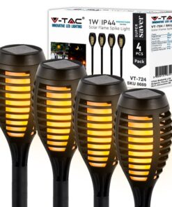 Alternative view of Kit 4 Lampade Solare a Led 1W 2200K Forma di Torcia Effetto Fiamma IP44 Per Giardino SKU-8689