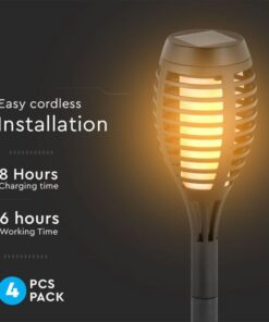 Kit 4 Lampade Solare a Led 1W 2200K Forma di Torcia Effetto Fiamma IP44 Per Giardino SKU-8689