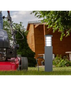 Lampada Da Terra Attacco E27 + Multipresa a Colonna 2 Prese Schuko 16A 455mm IP44 Acciaio Inossidabile Per Giardino SKU-8822