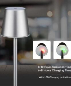 Lampada Led da Tavolo Grigio Ricaricabile 3W Dimmerabile con Comandi Touch Per Uso Interno Esterno IP20 Bianco Caldo 3000K SKU-10187
