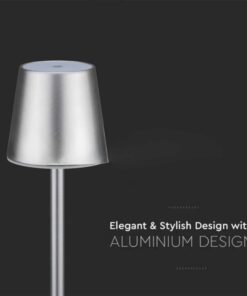 Lampada Led da Tavolo Grigio Ricaricabile 3W Dimmerabile con Comandi Touch Per Uso Interno Esterno IP20 Bianco Caldo 3000K SKU-10187