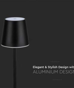 Lampada Led da Tavolo Nero Ricaricabile 3W Dimmerabile con Comandi Touch Uso Interno ed Esterno IP20 Bianco Naturale 4000K SKU-10194