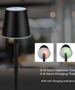 Lampada Led da Tavolo Nero Ricaricabile 3W Dimmerabile con Comandi Touch Uso Interno ed Esterno IP20 Bianco Naturale 4000K SKU-10194