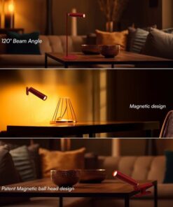 Lampada LED da Tavolo Magnetica 3W Ricaricabile con USB C Touch Dimmerabile 4000K Colore Rosso SKU-23043