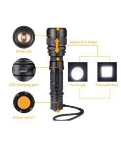 Torcia Portatile Ricaricabile Zoomabile Tattico Campeggio Sport Impermeabile 5 modalita di luce