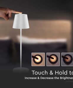 Lampada LED da Tavolo 2W Colore Bianco in Alluminio con caricatore Wireless e Touch Dimmerabile 3000K IP54 SKU-7651