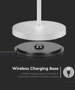 Lampada LED da Tavolo 2W Colore Bianco in Alluminio con caricatore Wireless e Touch Dimmerabile 3000K IP54 SKU-7651