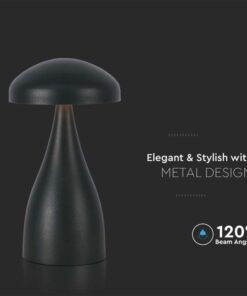 Lampada LED da Tavolo 1W con Batteria 1800mAh Ricaricabile USB C Colore Nero in Metallo Dimmerabile 3 In 1 SKU-7895