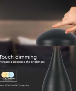 Lampada LED da Tavolo 1W con Batteria 1800mAh Ricaricabile USB C Colore Nero in Metallo Dimmerabile 3 In 1 SKU-7895