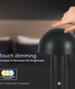 Lampada LED da Tavolo 3W con Batteria 1800mAh Ricaricabile USB C Colore Nero in Metallo Touch Dimmerabile 3 in 1 SKU-7898