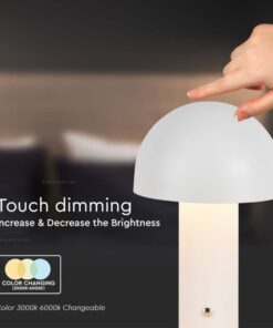 Lampada LED da Tavolo 3W con Batteria 1800mAh Ricaricabile USB C Colore Bianco in Metallo Touch Dimmerabile 3in1 SKU-7899