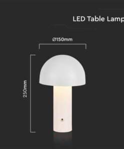 Lampada LED da Tavolo 3W con Batteria 1800mAh Ricaricabile USB C Colore Bianco in Metallo Touch Dimmerabile 3in1 SKU-7899