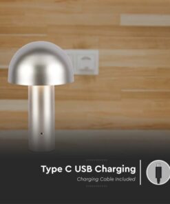 Lampada LED da Tavolo 3W con Batteria 1800mAh Ricaricabile USB C Colore Oro in Metallo Touch Dimmerabile 3in1 SKU-7937