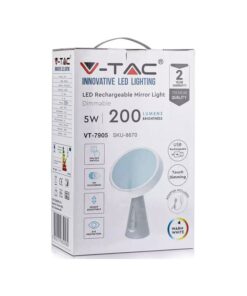 Alternative view of Specchio Cosmetico da Trucco Illuminato Rotondo Con Doppia Luce Led 5W Dimmerabile Ricaricabile Ruotabile 360° SKU-8670