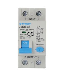 RCBO Interruttore Magnetotermico Differenziale Tipo A Curva C 1P+N 2M 6000A 300mA C25A AC 230V IP20 IEC61009-1