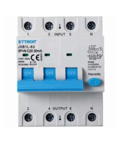 Interruttore Magnetotermico Differenziale 3P+N 20A 6KA 30mA 380V Occupa 4 Moduli DIN