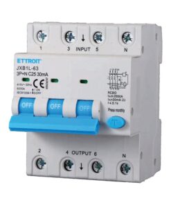 RCBO Interruttore Magnetotermico Differenziale Tipo A Curva C 3P+N 4M 6000A 30mA C25A AC 400V IP20 IEC61009-1