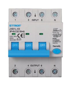 RCBO Interruttore Magnetotermico Differenziale Tipo A Curva C 3P+N 4M 6000A 30mA C32A AC 400V IP20 IEC61009-1