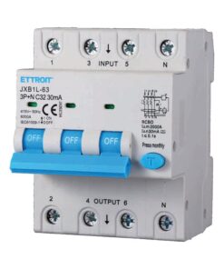 RCBO Interruttore Magnetotermico Differenziale Tipo A Curva C 3P+N 4M 6000A 30mA C32A AC 400V IP20 IEC61009-1
