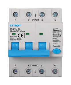 RCBO Interruttore Magnetotermico Differenziale Tipo A Curva C 3P+N 4M 6000A 30mA C40A AC 400V IP20 IEC61009-1