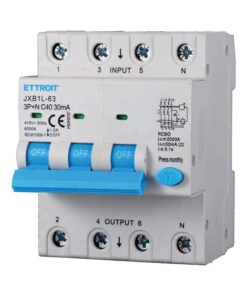 RCBO Interruttore Magnetotermico Differenziale Tipo A Curva C 3P+N 4M 6000A 30mA C40A AC 400V IP20 IEC61009-1