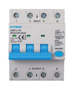 RCBO Interruttore Magnetotermico Differenziale Tipo A Curva C 3P+N 4M 6000A 30mA C63A AC 400V IP20 IEC61009-1