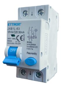 Interruttore Magnetotermico Differenziale 1P+N 20A 6KA 30mA 220V Occupa 2 Moduli DIN
