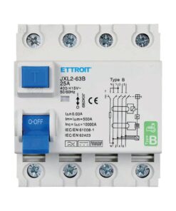 RCCB Interruttore Differenziale Puro Tipo B 3P+N 4M 10000A 30mA 25A AC 400V IP20 IEC61008-1 / IEC62423