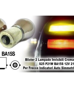 Alternative view of Blister 2 Lampade S25 P21W 12V 21W Cromate Invisibili BA15S Arancione Frecce Auto