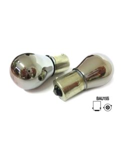 Blister 2 Lampade S25 PY21W 12V 21W Cromate Invisibili Frecce BAU15S Auto
