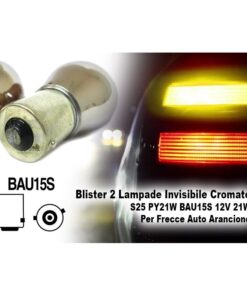 Blister 2 Lampade S25 PY21W 12V 21W Cromate Invisibili Frecce BAU15S Auto