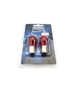 Blister 2 Lampade Alogene PR21/5W BAW15D 12V Rosse Compatibile con Philips 12495 CP