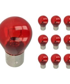 10 Lampade Alogene PR21W BAW15S 12V 21W Rosso Compatibili Philips 12088 12088CP