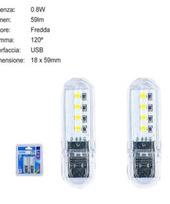 Alternative view of 2 pcs Lampada Notturna Decorativa USB a LED Portatile 0.8W 59LM Luce Fredda 6500K