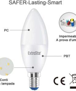 Alternative view of 2 PZ Lampada A Led, Lampadina E14 C37 8W Bianco Freddo 6500K 760 Lumen