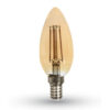 Lampada Filo Led a Filamento E14 C35 4W=35W Bianco Caldo 2200K Amber Candela A Goccia Oliva SKU-217113