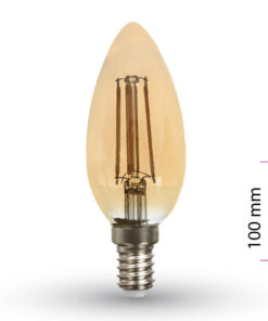 Lampada Filo Led a Filamento E14 C35 4W=35W Bianco Caldo 2200K Amber Candela A Goccia Oliva SKU-217113