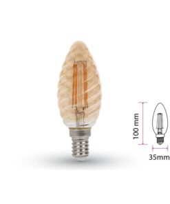 Lampada Filo Led a Filamento E14 C35 4W=35W Bianco Caldo 2200K Amber Copertura Vortici Cover Twist SKU-7115