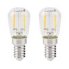 2 Lampadina Led Filamento E14 2W 220V 220LM Caldo 2700K Per Frigorifero Vetro Trasparente