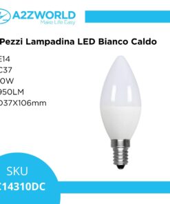 2 Pezzi Lampadina LED E14 C37 Candela 10W 950LM Bianco Caldo 3000K D37X106mm