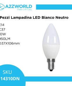 2 Pezzi Lampadina LED E14 C37 Candela 10W 950LM Bianco Neutro 4200K D37X106mm