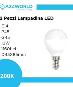 2 Pezzi Lampadina A Led, E14 P45 G45 12W 1160LM Bianco Neutro 4200K D45X85mm