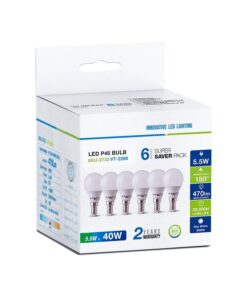 6 PZ Lampada A Led E14 P45 5,5W Bianco Neutro 4000K Forma Bulbo 180 Gradi 220V SKU-2734