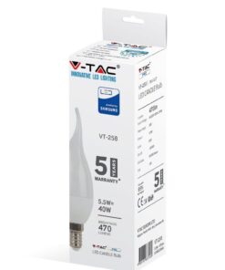 Lampada A Led E14 CF37 5,5W Forma Candela Fiamma Colpo Di Vento SKU-117, Disponibili 3000K 4000K 6400K (Bianco Neutro 4000K)