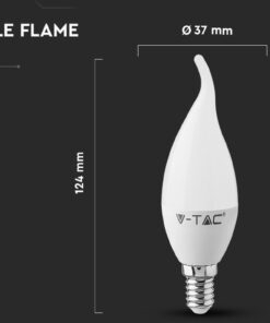 Lampada A Led E14 CF37 5,5W Forma Candela Fiamma Colpo Di Vento SKU-117, Disponibili 3000K 4000K 6400K (Bianco Neutro 4000K)