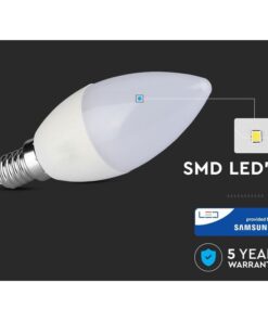 Lampada A Led E14 C37 7W 600LM Bianco Caldo 3000K Forma Goccia Oliva Candela SKU-111