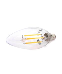 Lampada Filo Led a Filamento E14 C37 4W=40W 360 Gradi Bianco Caldo 2700K Candela A Goccia Oliva SKU-4301
