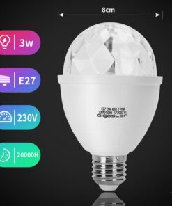 Luci Discoteca Led Lampada RGB LED Rotante a 360º E27 3W Effetto Stroboscopica