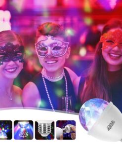 Luci Discoteca Led Lampada RGB LED Rotante a 360º E27 3W Effetto Stroboscopica